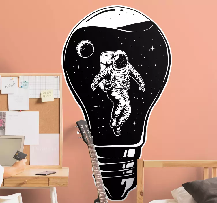 Astronaut in een lamp Muursticker ruimte - TenStickers