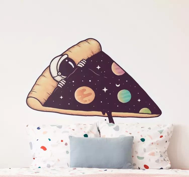 Astronaut pizzapunt Muursticker ruimte - TenStickers