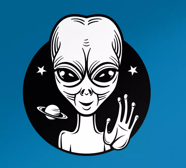Autosticker alien karakter groet - TenStickers