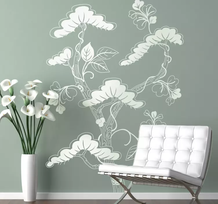 Aziatische boom bloemen sticker - TenStickers