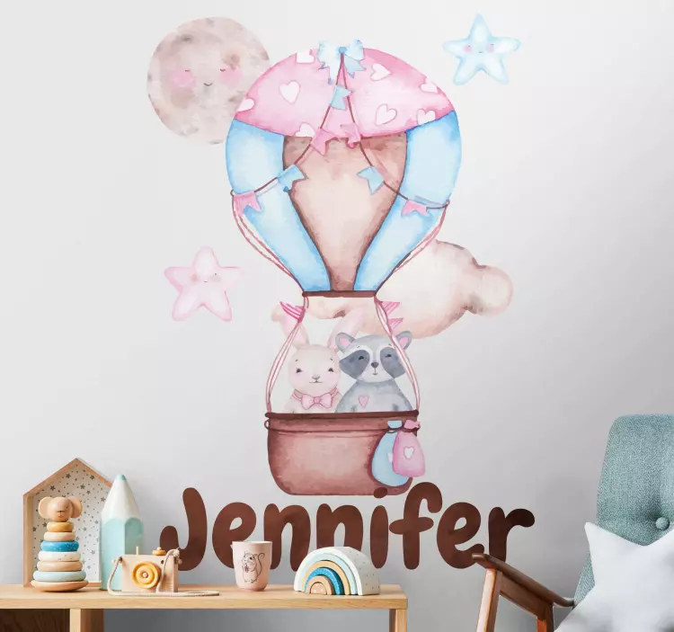 Aangepaste heteluchtballon muursticker kinderkamer - TenStickers