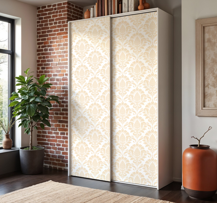 Beige damastpatroon meubel sticker - TenStickers