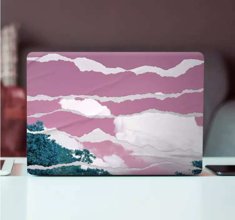 Bewolkt landschapsgezicht laptop sticker - TenStickers