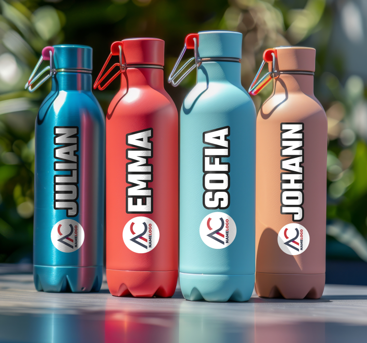 Bidon met naam en afbeelding gepersonaliseerde sticker - TenStickers