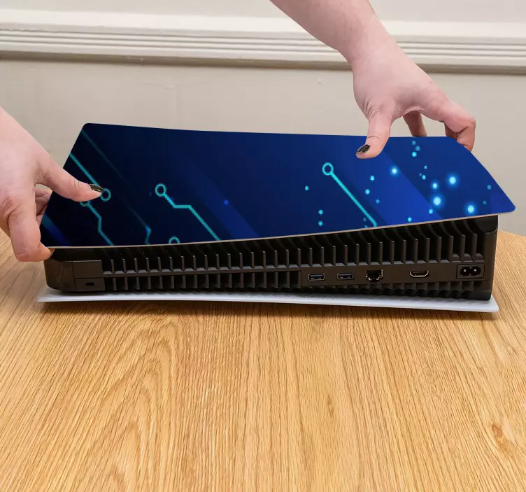 Blauw circuitpatroon ps5 sticker - TenStickers