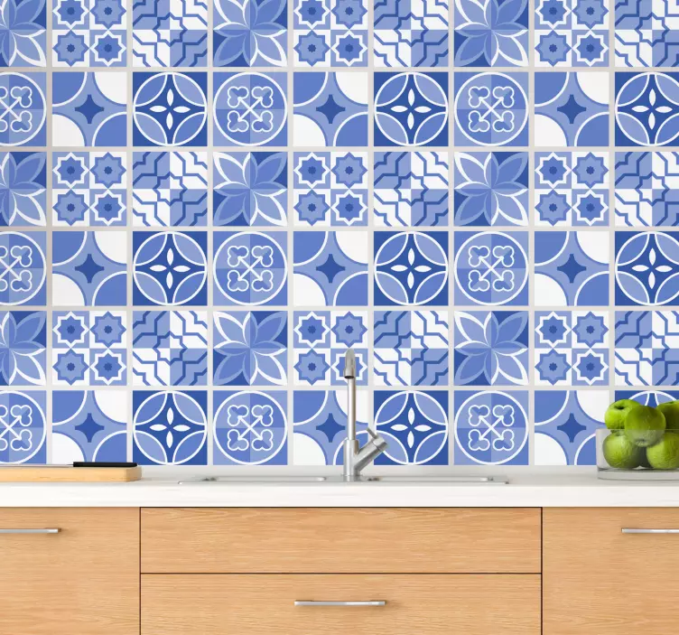 Blauwe geometrische patronen decoratie sticker - TenStickers