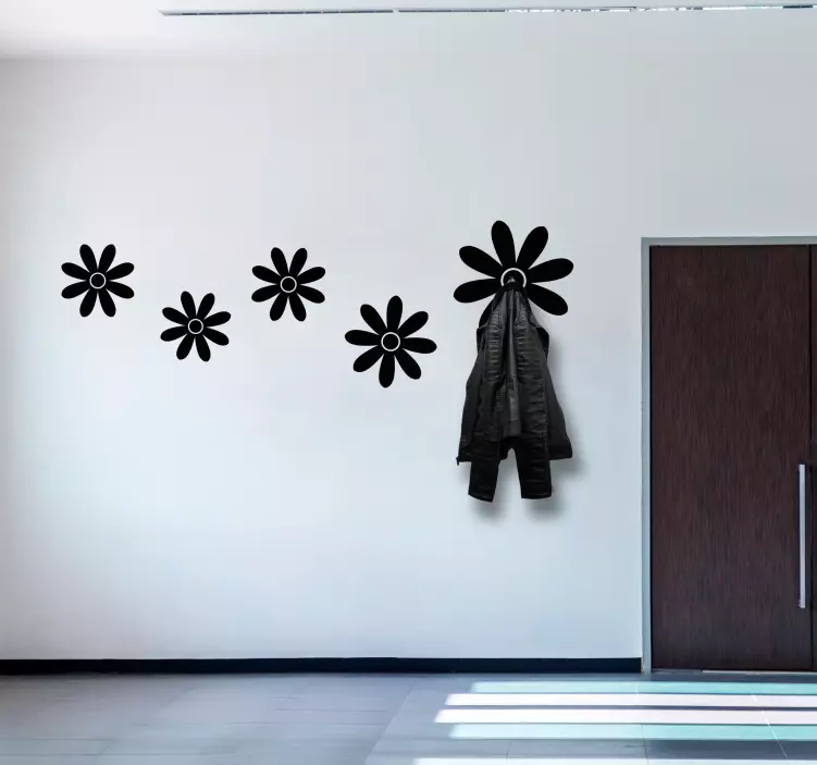 Bloem haak arrangement kapstok muursticker - TenStickers