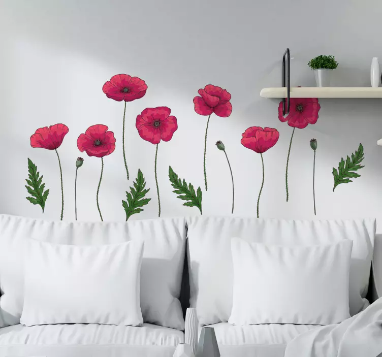 Bloemen muursticker poppy bloemenarrangement - TenStickers