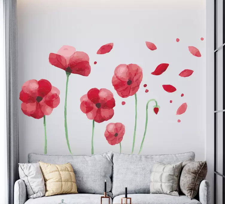 Bloemen muursticker poppy bloemontwerp - TenStickers