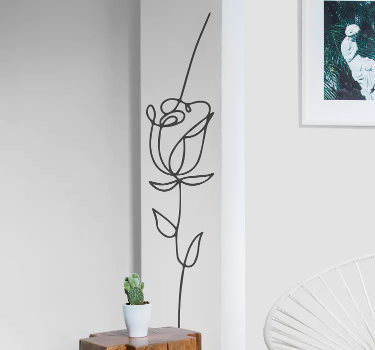Muursticker woonkamer bloemen Minimalistische roos - TenStickers
