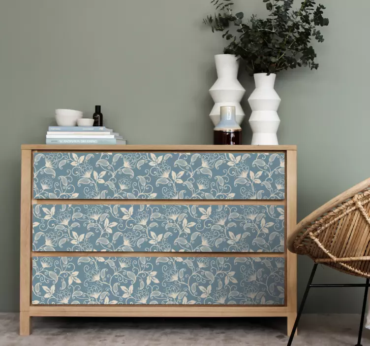 Bloemenmotiefpatroon natuur muursticker - TenStickers