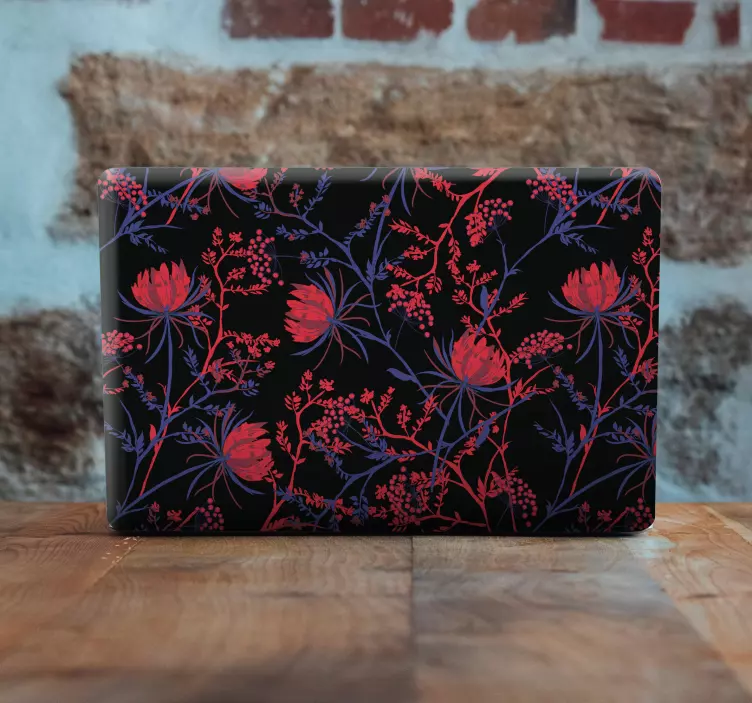 Bloemenprint omslag laptop sticker - TenStickers