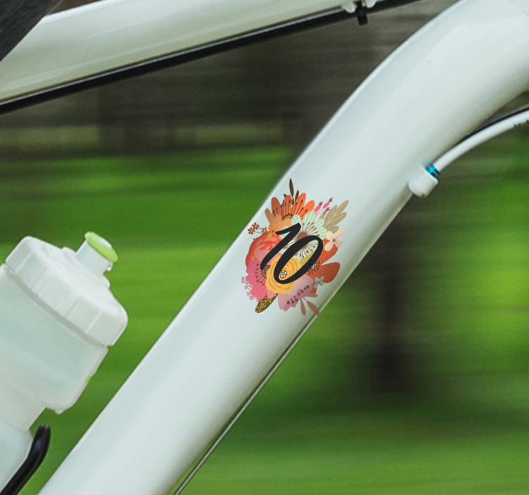 Bloemig nummerontwerp fiets sticker - TenStickers