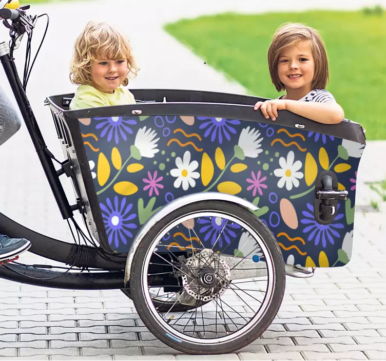 Bloemstuk stijl fiets sticker - TenStickers