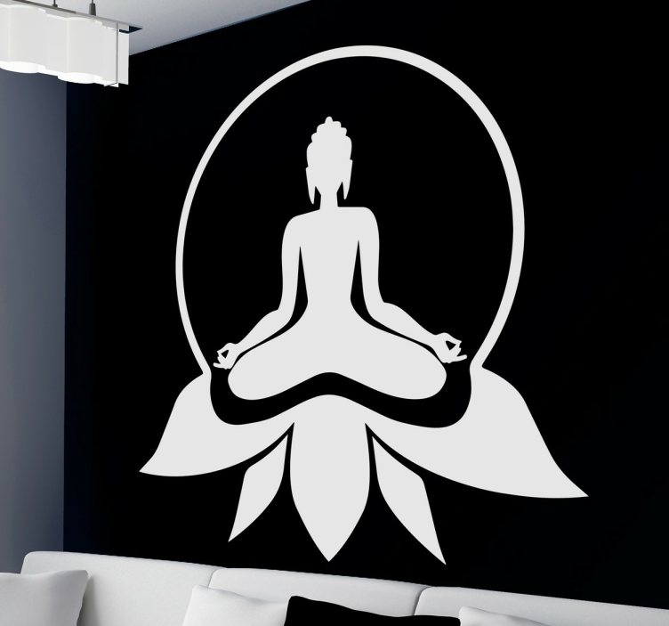 Muursticker woonkamer boeddha boeddhime lotus - TenStickers