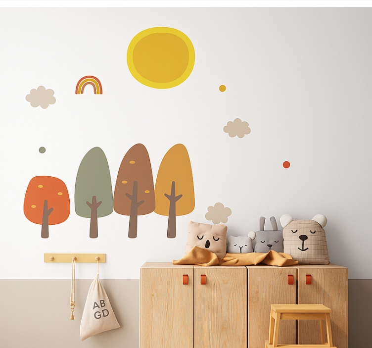 Boho bos in de herfst muursticker kinderkamer - TenStickers