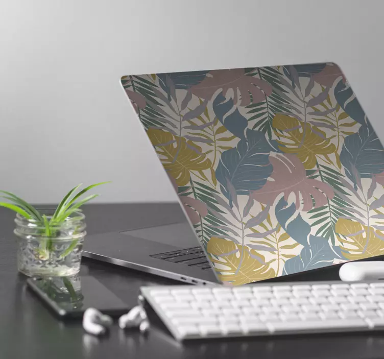 Botanische bladpatronen laptop sticker - TenStickers
