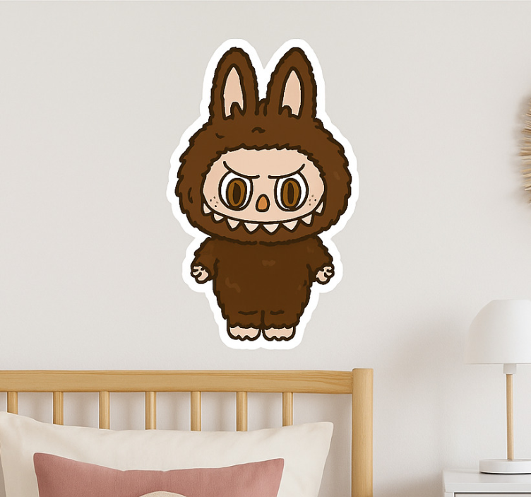 Bruine monsterpop muursticker kinderkamer - TenStickers