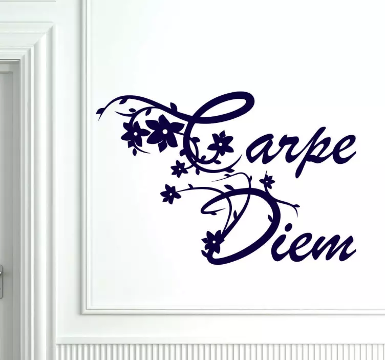 Carpe diem bloemen muursticker woonkamer - TenStickers