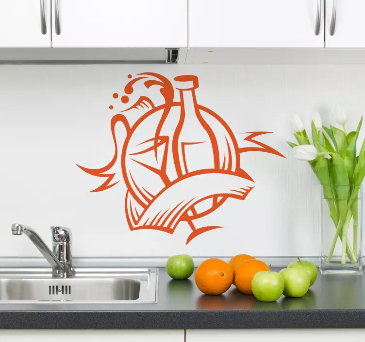 Champagnefles muursticker keuken - TenStickers