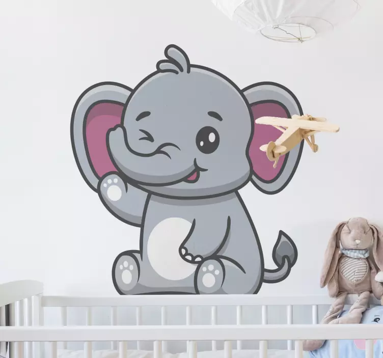 Charmante olifantensculptuur muursticker kinderkamer - TenStickers