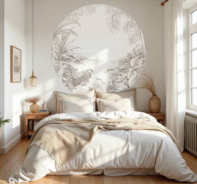 Cirkel serene jungle muursticker - TenStickers