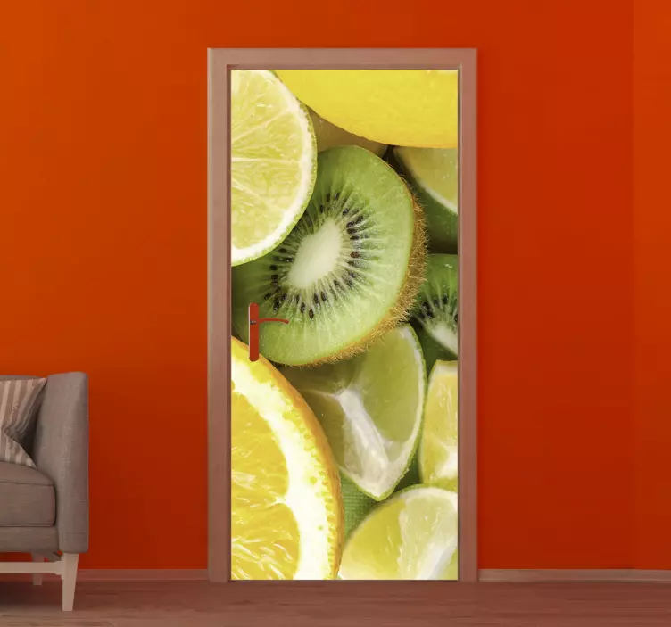Citrus en kiwi deursticker - TenStickers