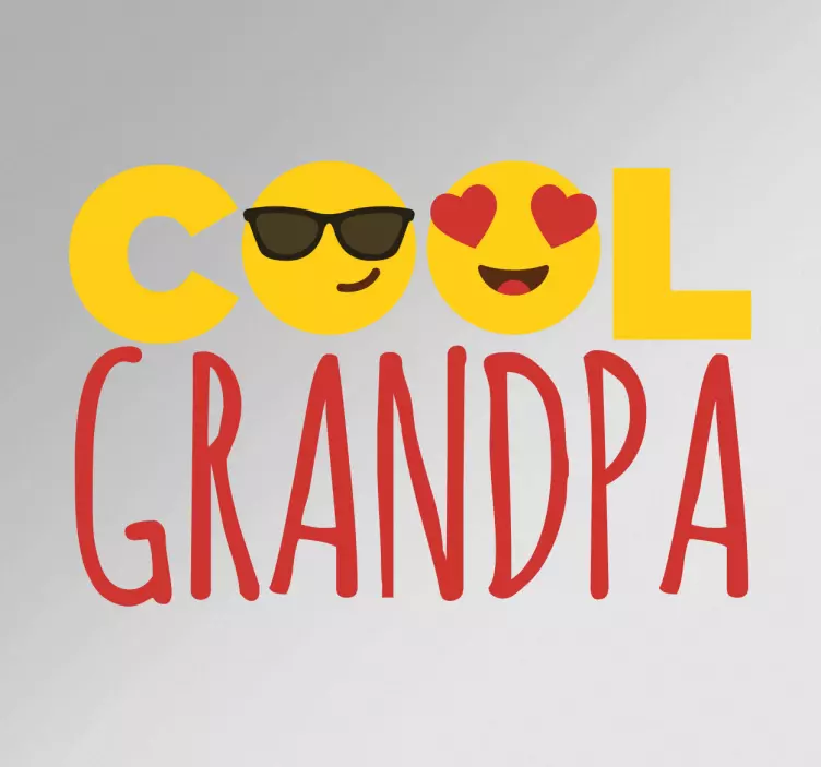 Coole opa met emoji's Muursticker tekst - TenStickers