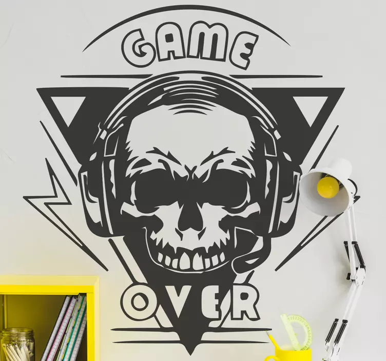 Decoratie sticker games skull headset embleem - TenStickers