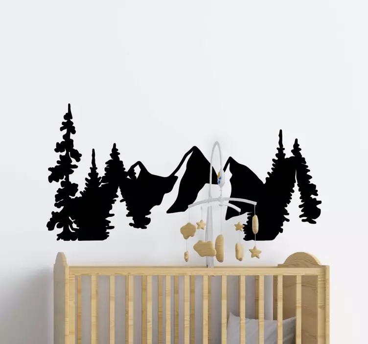 Decoratie sticker locaties bergachtig bos silhouet - TenStickers