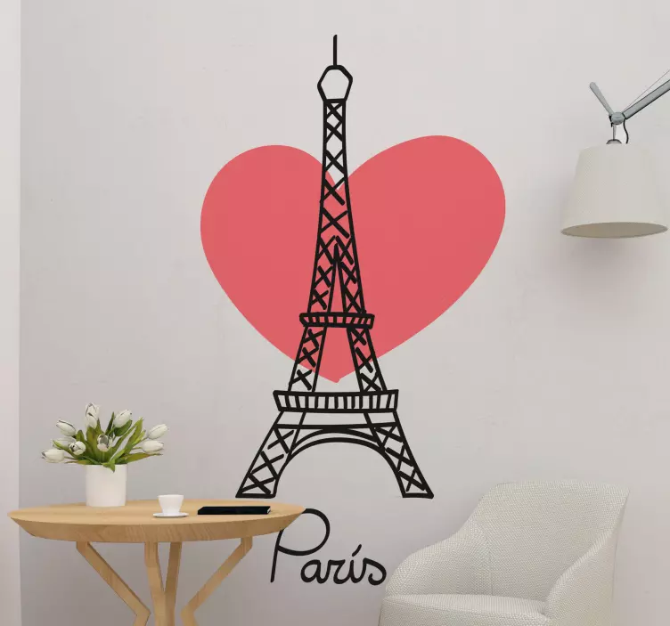 Decoratie sticker locaties eiffel toren hart - TenStickers