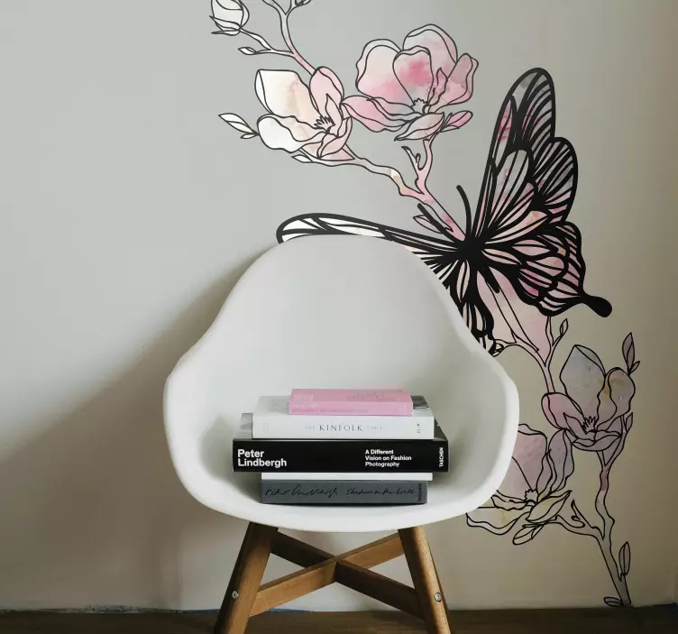 Decoratie sticker locaties elegante vlinder bloem - TenStickers