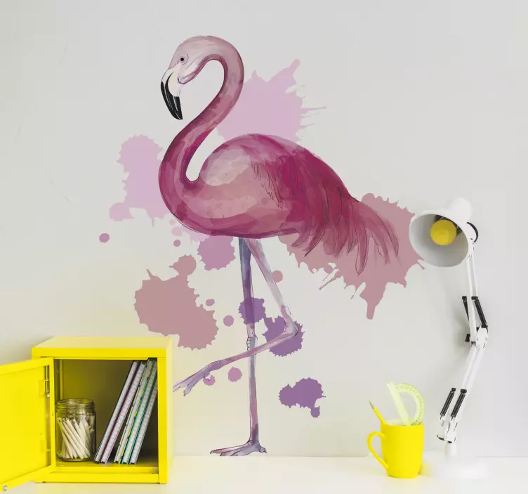 Decoratie sticker locaties flamingo spetter kunst - TenStickers