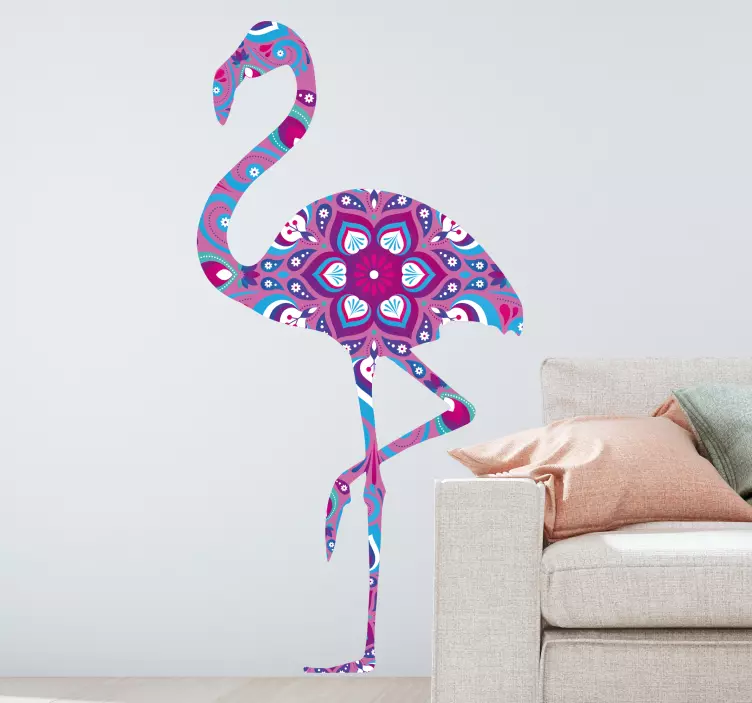 Decoratie sticker locaties kleurrijke flamingo silhouet - TenStickers