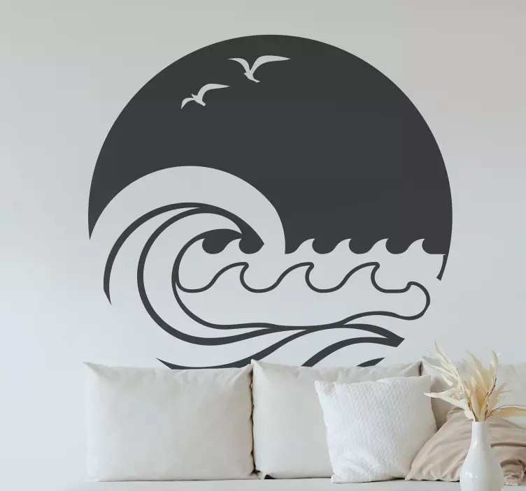 Decoratie sticker locaties ocean wave silhouet - TenStickers