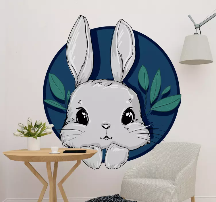 Decoratie sticker locaties schattige konijn kunstwerk - TenStickers