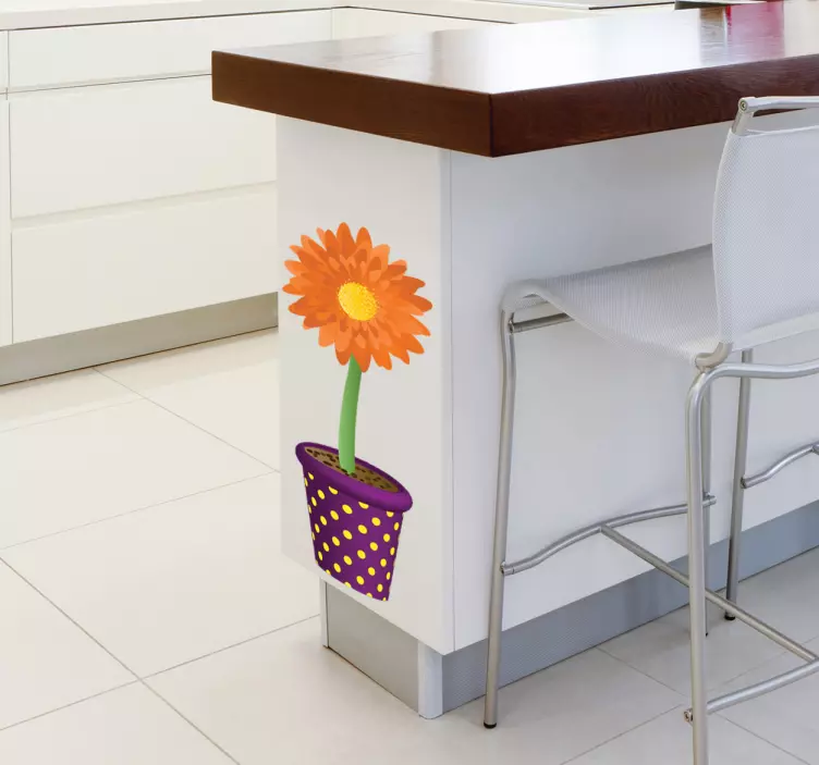 Decoratie Sticker Zonnebloem in Pot - TenStickers
