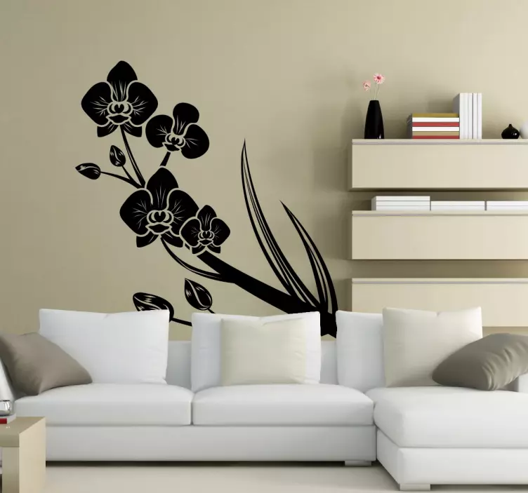 Decoratieve Silhouet Orchidee - TenStickers