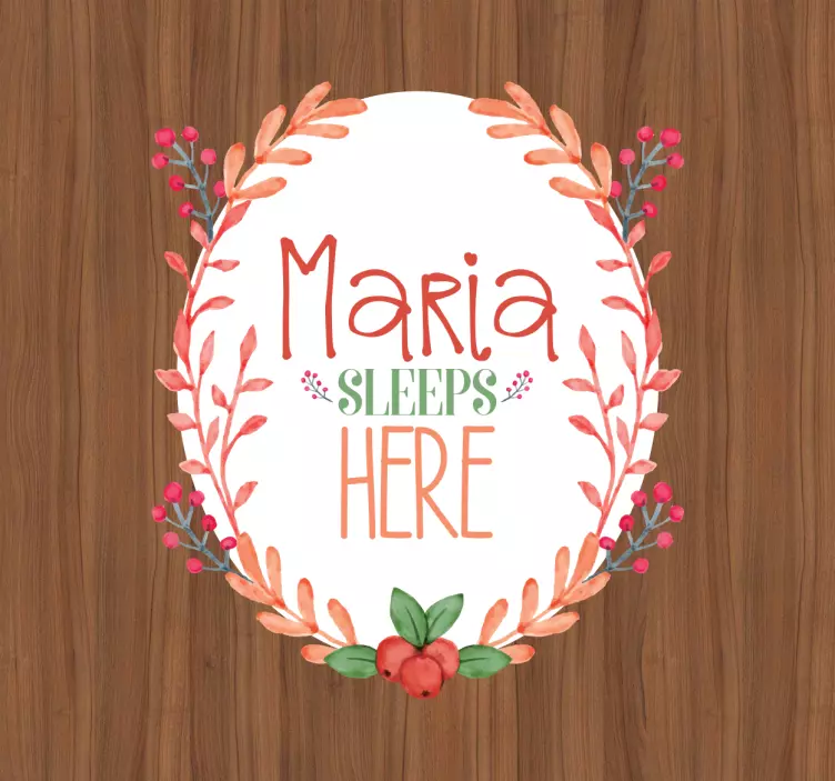 Deursticker naam sleeps here - TenStickers