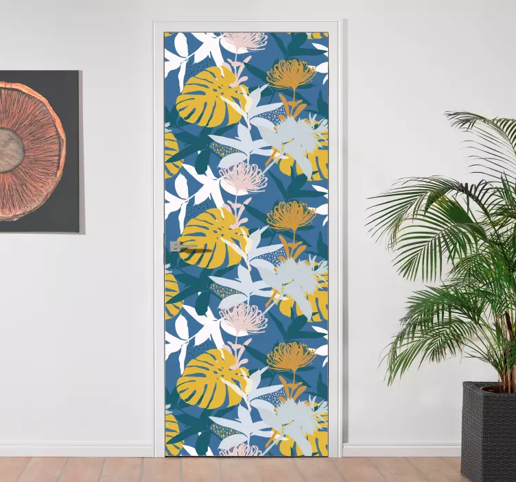 Deursticker florale decoratie - TenStickers