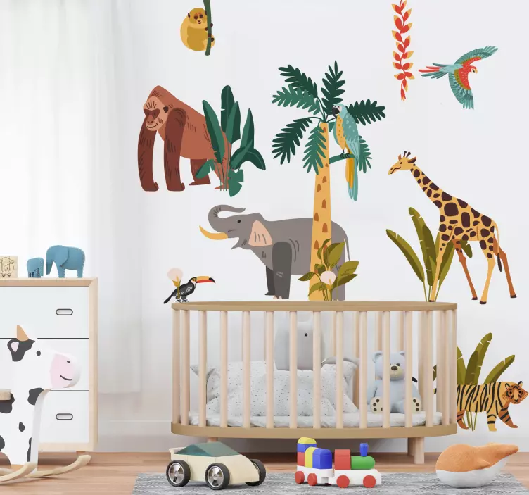 Dieren oerwoud Muursticker kinderkamer - TenStickers