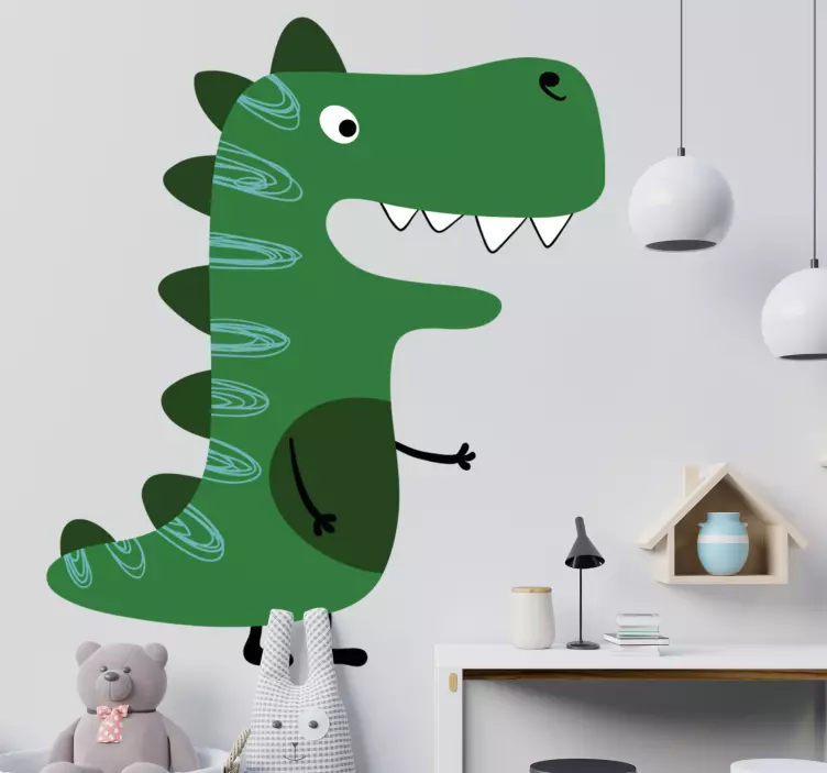 Muursticker dino Dinosaurus groen getrokken - TenStickers