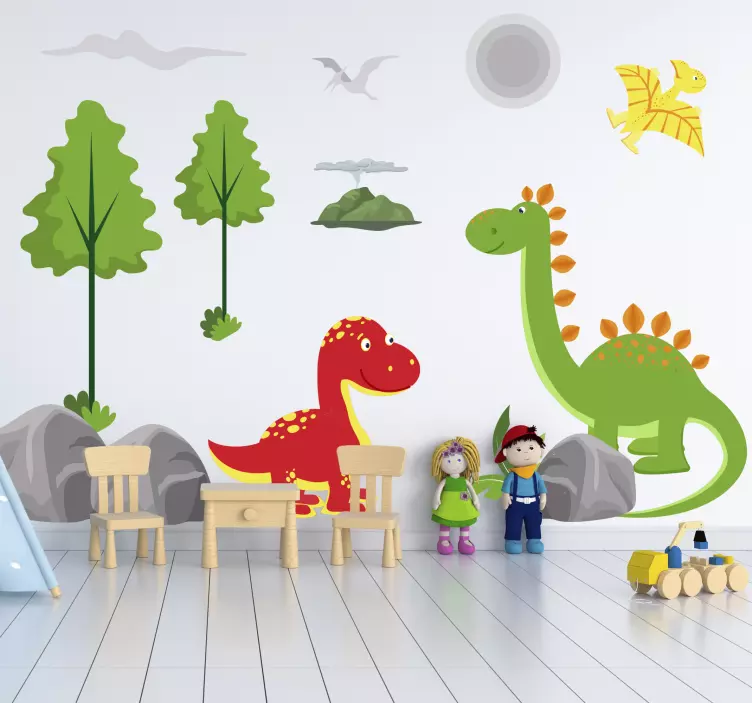 Muursticker dino Scandinavische set - TenStickers