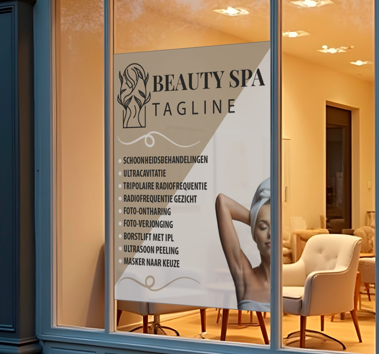 Doorschijnende schoonheidssalons diensten etalage sticker - TenStickers