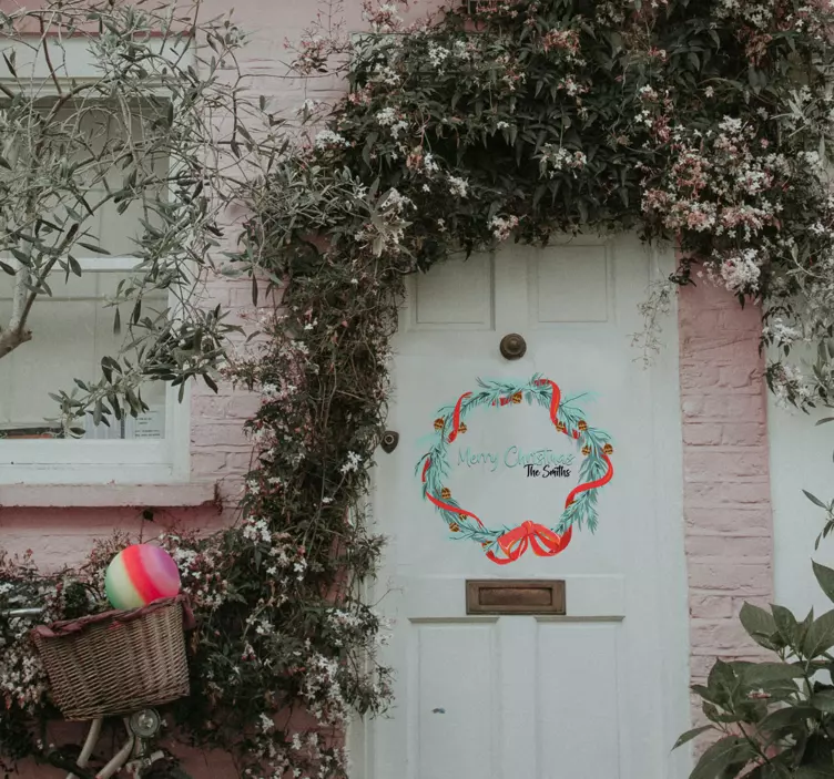 Familienaam muursticker kerst krans - TenStickers