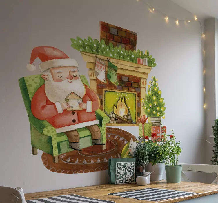 Feestdagen sticker gezellige feestelijke scène - TenStickers