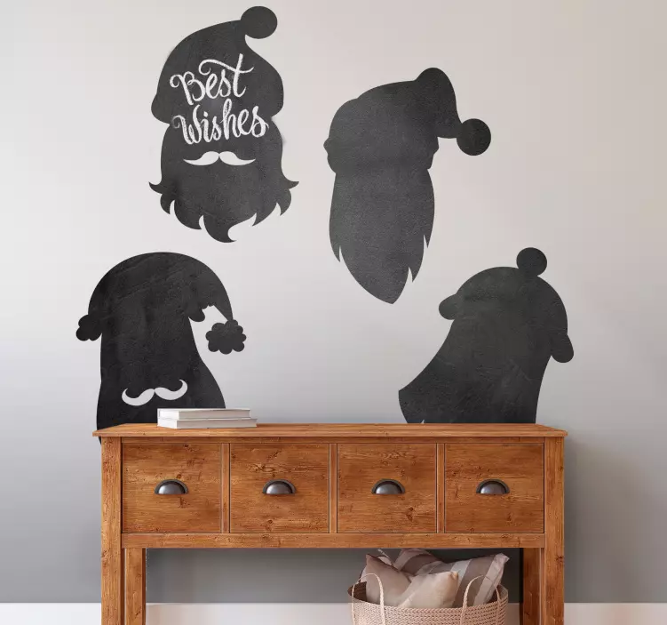 Feestelijke silhouetten van de kerstman krijtbord sticker - TenStickers