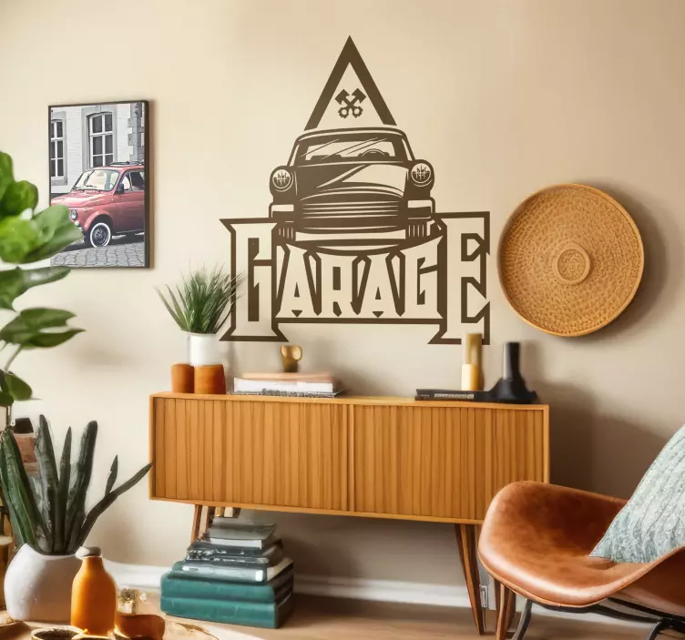 Garage muursticker met auto vintage - TenStickers