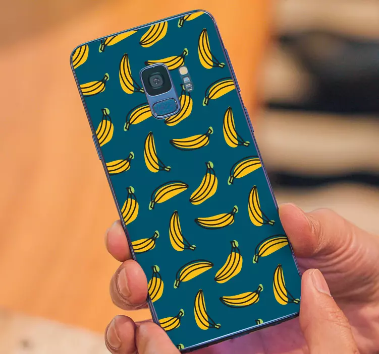 Geel bananenpatroon samsung sticker - TenStickers
