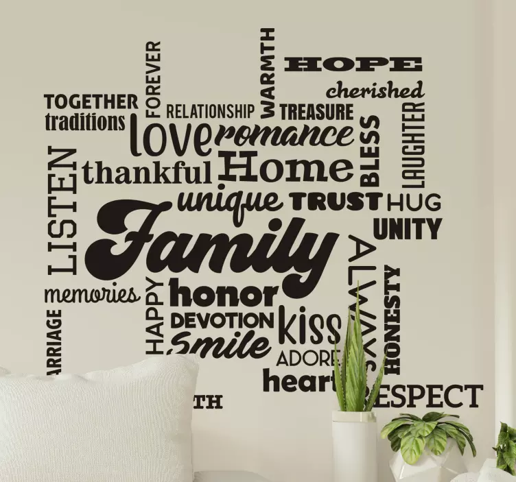 Gekoesterde familieliefde en waarden Quote sticker - TenStickers